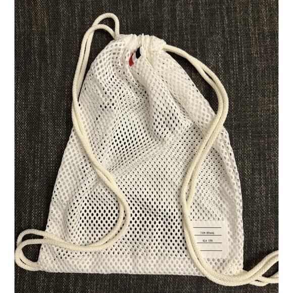 Brand New Thom Browne Mesh Gym Bag / Drawstring Backpack, White. Yours for? - Picture 4 of 4